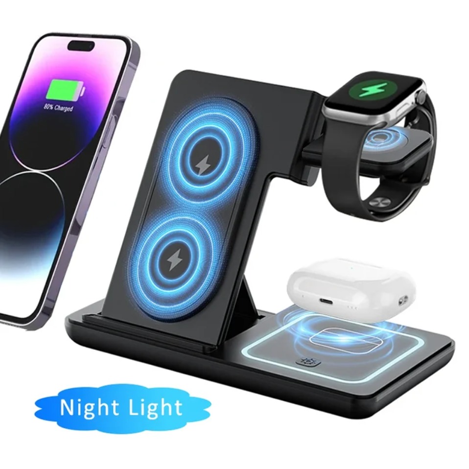 Wireless Charger Watch - Lampu LED Malam Hari 3 In