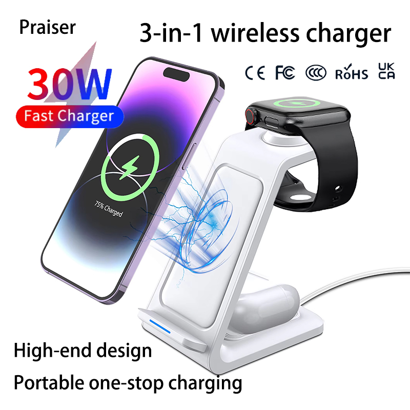 Wireless Charger Watch - 15W 3 in 1 Pengisi Daya