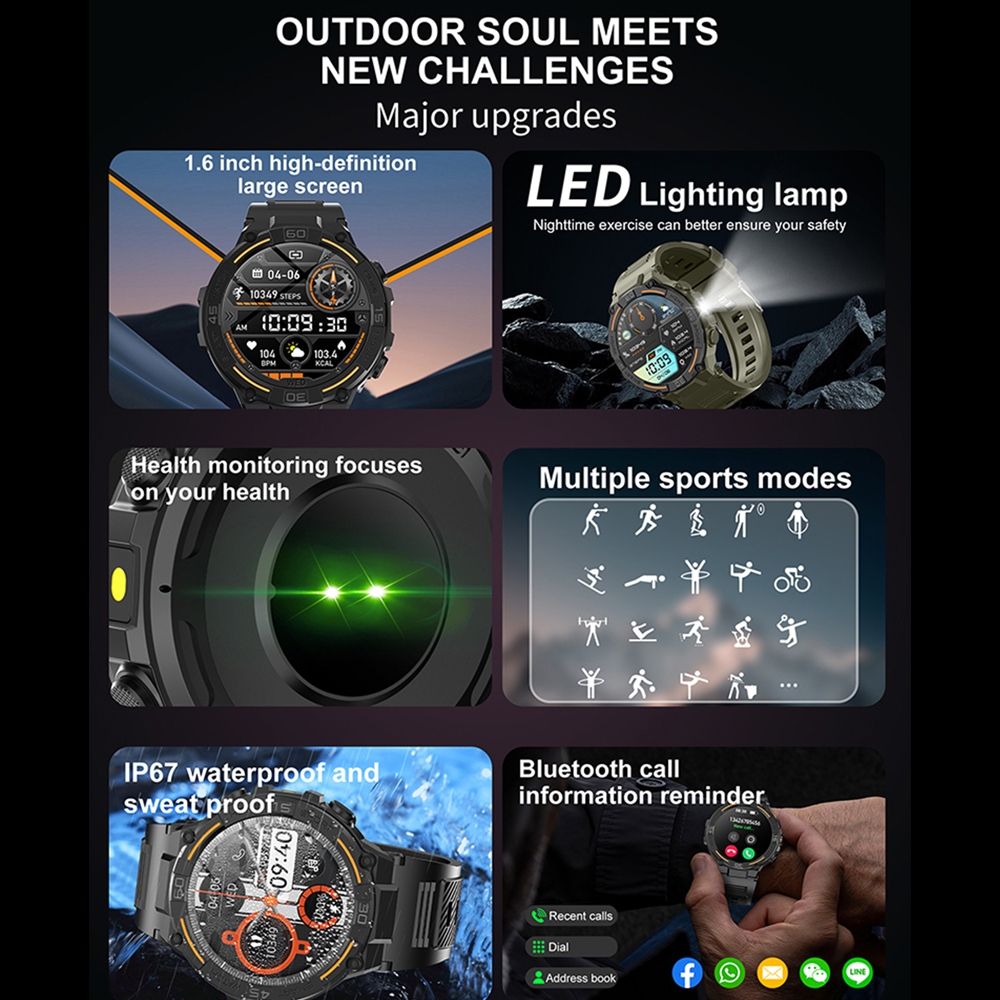 Jam Tangan Pintar Militer Luar - Smartwatch Face ulasan dan harga