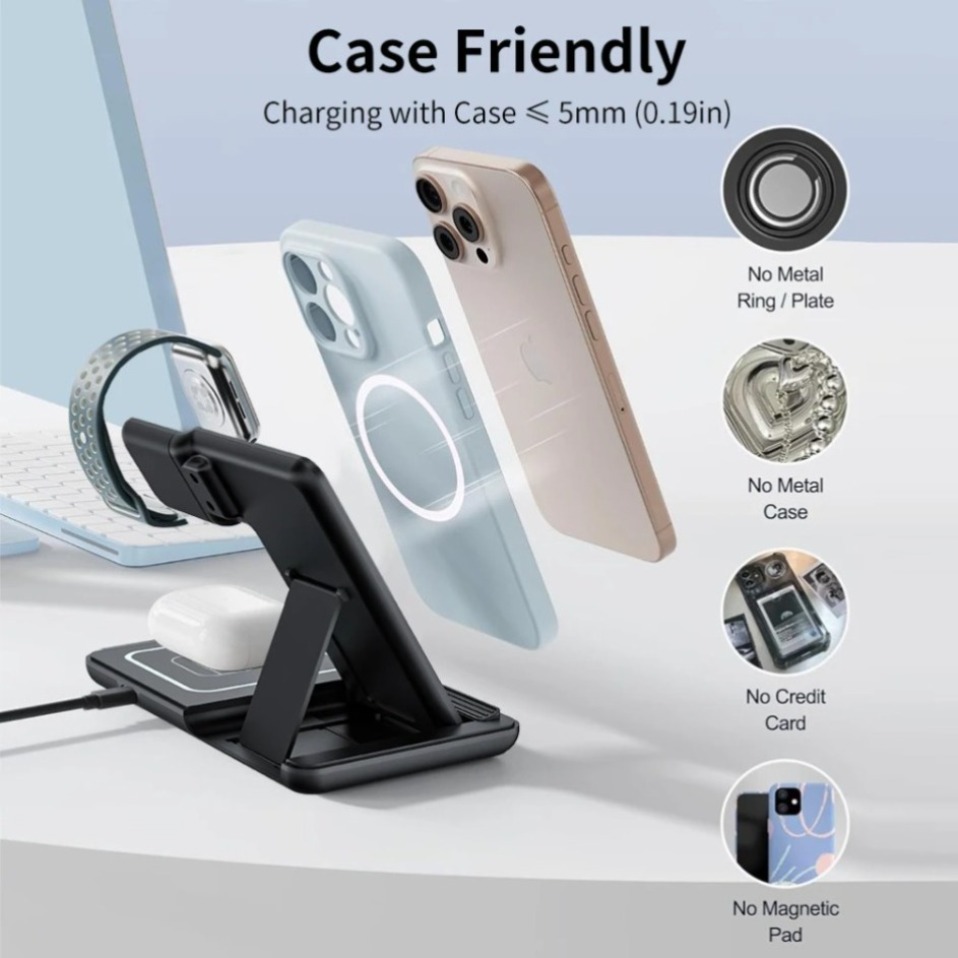Lampu LED Malam Hari 3 In 1 Pe - Wireless Charger Watch ulasan dan harga