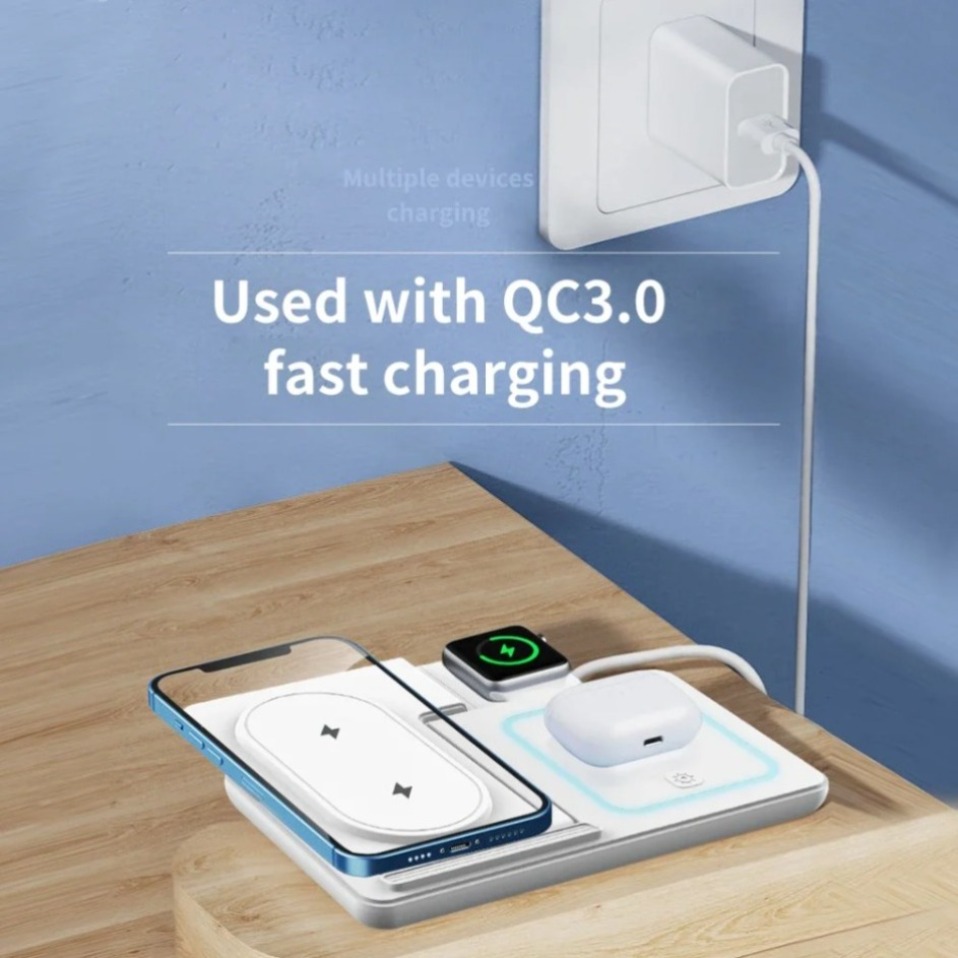 Lampu LED Malam Hari 3 In 1 Pe - Wireless Charger Watch ulasan dan harga